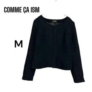 컴시즘 노카라 더블 집업 자켓 M 포멀 블랙