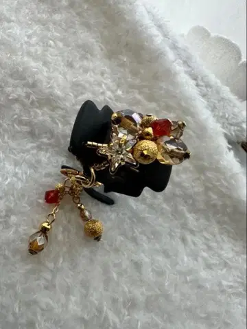 새상품급 Complex Biz 화려한 꽃 모티브 헤어 클립 중형 참 포함