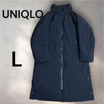 고품질 유니클로 울트라 웜 하이브리드 다운 롱 코트 L 네이비