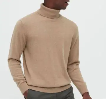 UNIQLO 캐시미어 터틀넥 스웨터 (긴팔) 2022 카키 L 사이즈