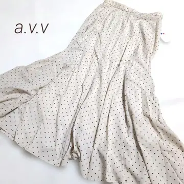 a.v.v 아베베 XL 도트 무늬 롱 플레어 스커트 루즈핏