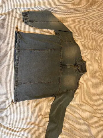 하프 지퍼 데님 풀오버