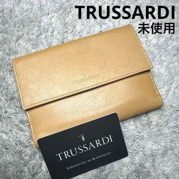[ 미사용 ] TRUSSARDI 트루사르디 접이식 지갑 가죽 베이지