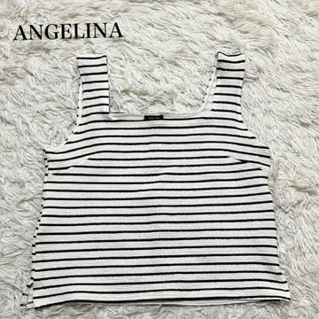 안젤리나 슬리브리스 상의 스퀘어넥 보더 캐주얼