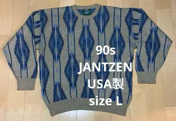 80s JANTZEN 얀센 니트 스웨터 USA제 L 기하학 패턴