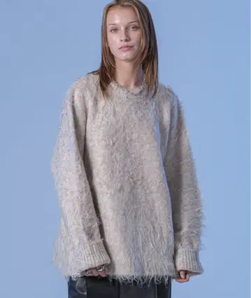 selle glant 롱 슬리브 울 혼방 샤기 니트