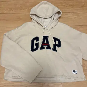 GAP 크롭 로고 후드티