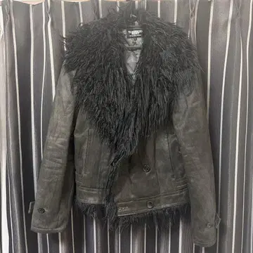 토네이도 마트 코팅 가공 스웨이드 인조 모피 블루종