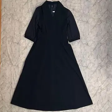 롱 원피스 네이비 파티 결혼식 2차 모임 V넥 깔끔