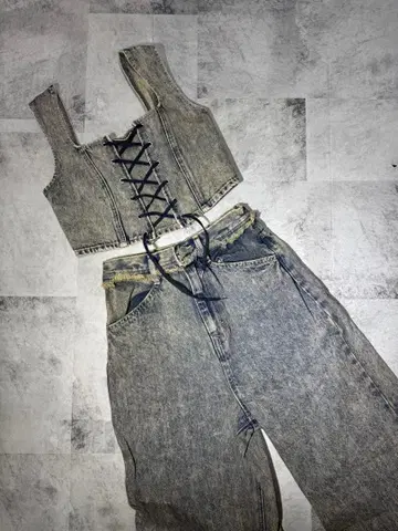 에모다 그레이 레이스업 셋업