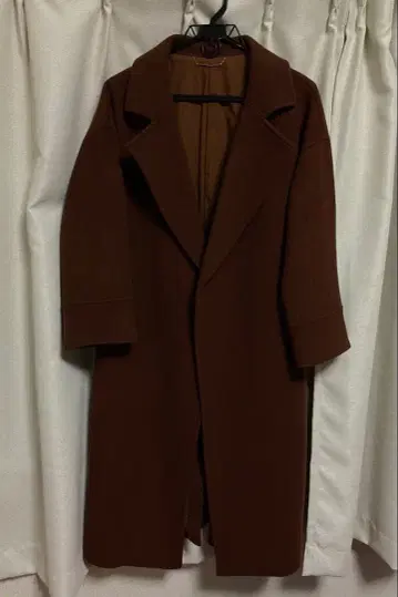 미라 오웬 가운 코트 양모 100% 프리 사이즈 브라운