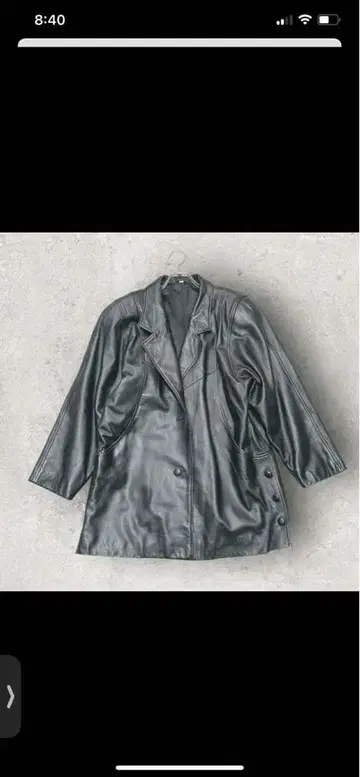 블랙 가죽 더블 브레스트 자켓