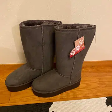 무스탕 스웨이드 느낌 롱 부츠 그레이 L 사이즈