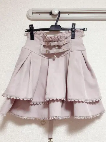 LIZLISA 2단 리본 벨트 치마바지 핑크