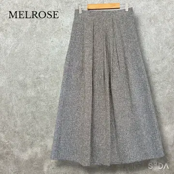 멜로즈 [ M ] 플레어 롱 스커트 턱 포함 린넨 라이크 안감 부착