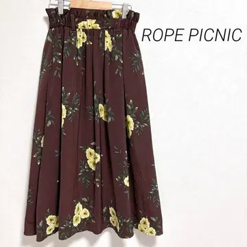 로페피크닉 플레어 스커트 플라워 프린트 꽃무늬 허리밴딩 36