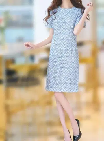 에밀리아 위즈 M 반팔 원피스 라메 타이트 라이트 블루