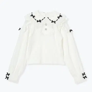 아가씨 메니 리본 펄 오픈 숄더 티셔츠