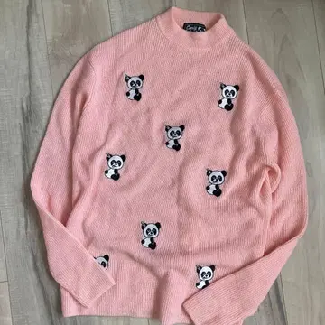 캔디스트리퍼 팬더 니트 핑크 터틀 니트 팬더 자수 사이즈 2