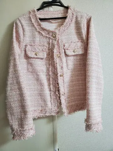 엔리케 트위드 노카라 자켓 FREE 사이즈 핑크