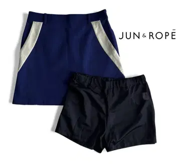 준앤로페 보온 속기모 착용감 밀라노 리브 배색 스커트 파랑 화이트