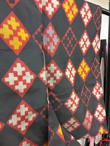 앤티크 명선 기모노 마름모에 십자가 무늬 레트로