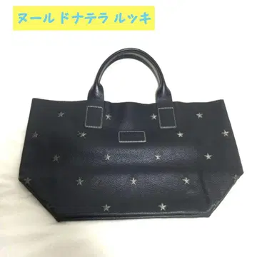 컨디션 최상 누르 도나텔라 루키, 토트백 천연 가죽, 별 자수 네이비