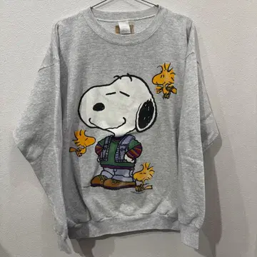 90s PEANUTS 스누피 USA제 맨투맨 XL 라이트 그레이
