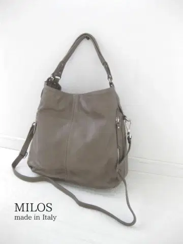 이탈리아제 MILOS 미로스 숄더백 가죽 토트백 그레이지