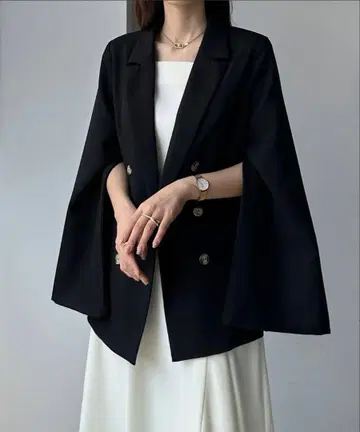 Louere 2way 슬릿 슬리브 테일러드 자켓 블랙