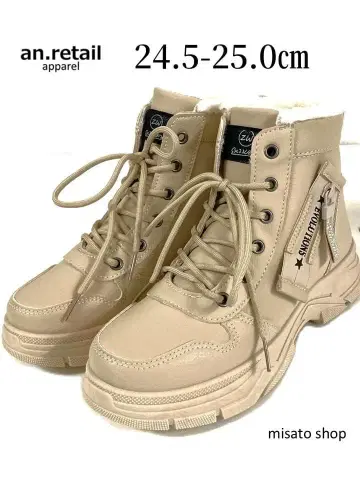 여성용 인조 모피 올 시즌 앵클부츠 카키 24.5cm