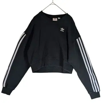 adidas 아디다스 트레포일 로고 블랙 크롭 맨투맨 S