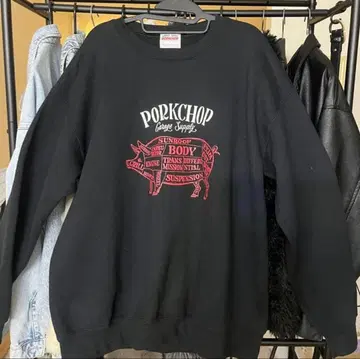 Porkchop 포크찹 M 인기 맨투맨 기무라 타쿠야 착용 모델 블랙