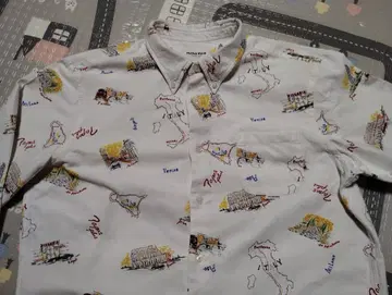 컨디션 최상 PAPAS 파파스 이탈리아 패턴 긴팔 셔츠