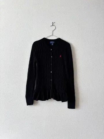 랄프 로렌 페플럼 가디건 케이블 짜임 니트 블랙 150