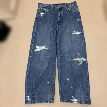 ZARA 데미지 가공 와이드 레그 데님 팬츠
