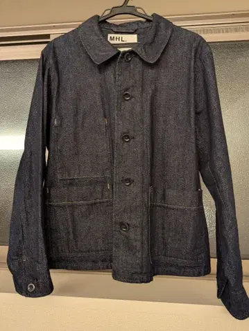 MHL 립드 데님 롱 슬리브 셔츠