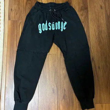 godsouge 블랙 로고 스웨트 팬츠 M 갓사베이지
