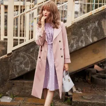 [Couture Brooch] 트렌치코트 뒷면 꽃무늬 핑크