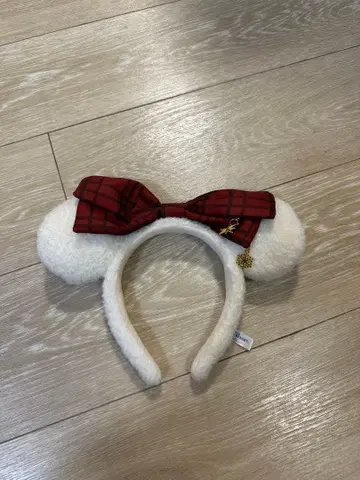 디즈니 머리띠 화이트 귀와 리본