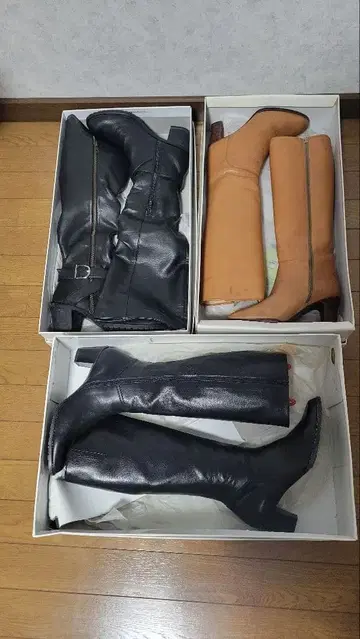 Funny show 롱 부츠 40cm 천연 가죽 블랙 브라운