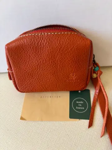 키소라 천연 가죽 오렌지 가죽 파우치 일본제