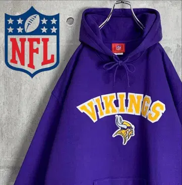 [레어 디자인] NFL 후드티 보라색 퍼플 맨투맨 바이킹스 자수