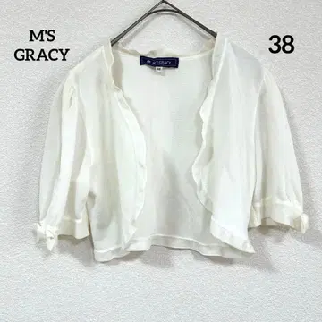 M'S GRACY 소매 리본 프릴 가디건 볼레로 고급 겉옷 화이트