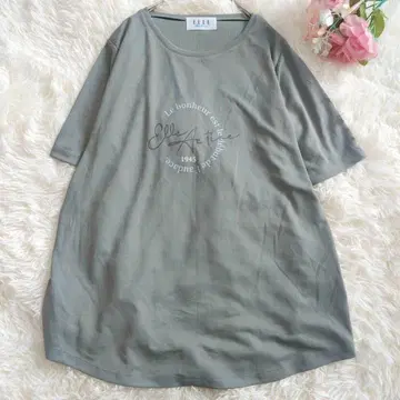 ELLE 반팔 티셔츠 프린트 그린 빅 사이즈 LL