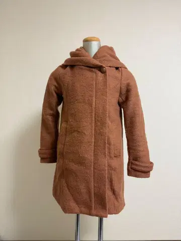 porte a jamais 오렌지 컬러 후드 부착 울 코트