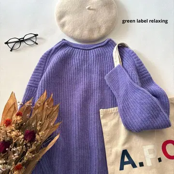 b1652* 그린 라벨 릴랙싱 해밀턴 울 크루넥 니트