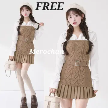 다리치 셔츠 도킹 플리츠 니트 미니 원피스