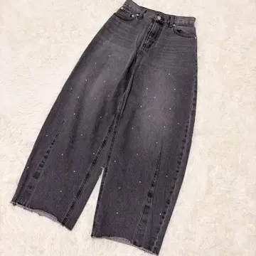 apart by lowrys 데님 팬츠 스터드 컷오프 와이드