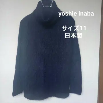 이나바 요시에 터틀넥 모헤어 스웨터 네이비 11호